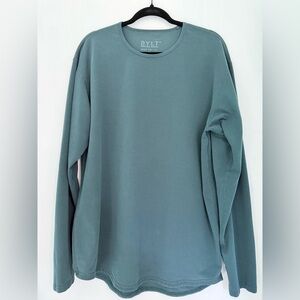 BYLT Basics Men’s Long Sleeve Tee XL Teal Soft Stretch Crewneck Shirt